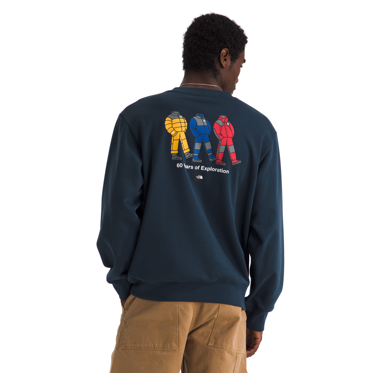 The North Face Celebration Relaxed Graphic Crewneck Sweatshirt in Summit Navy